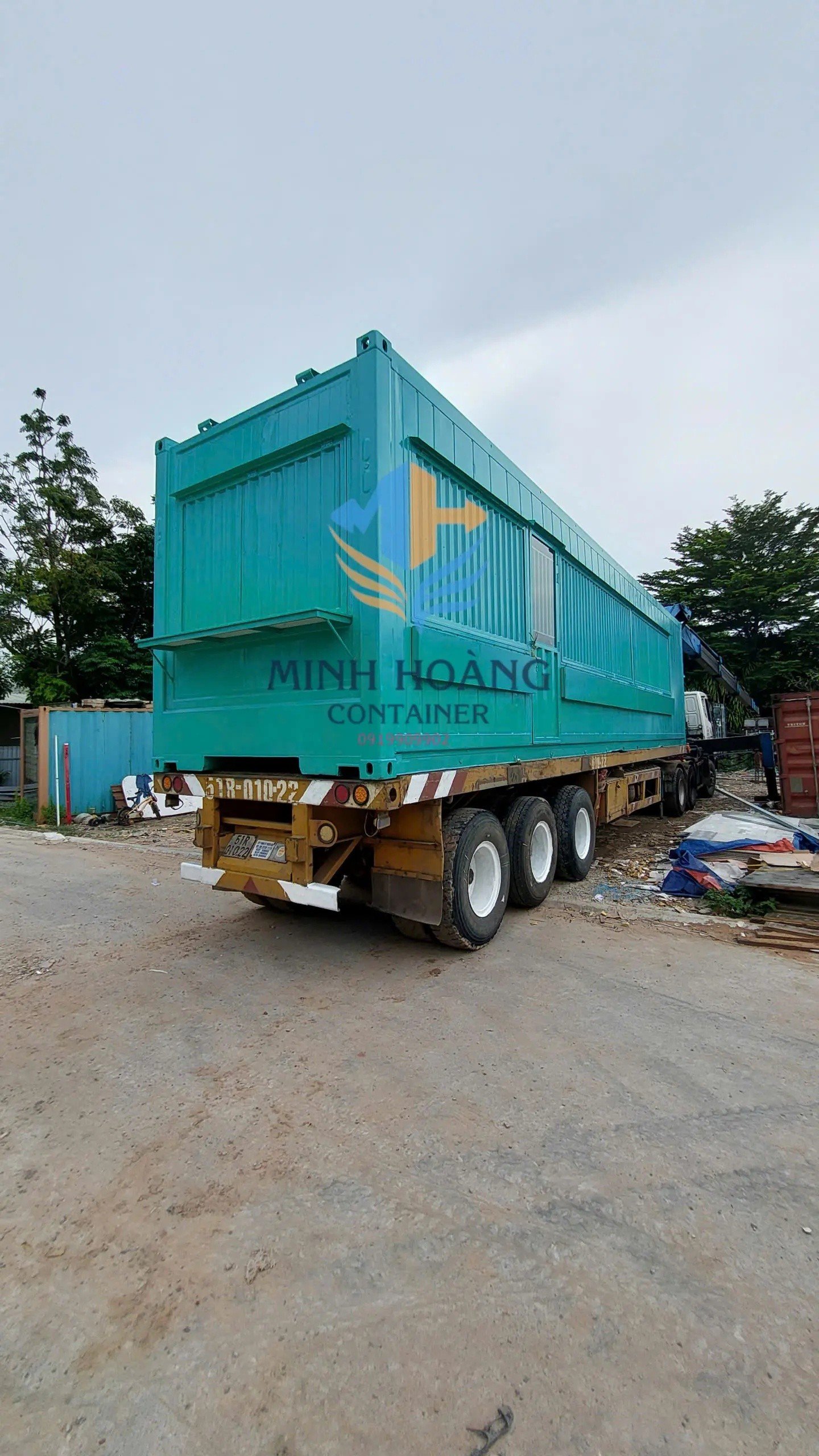 Container Cafe 40 Feet Xanh Ngọc Có Toilet Vỏ Lạnh